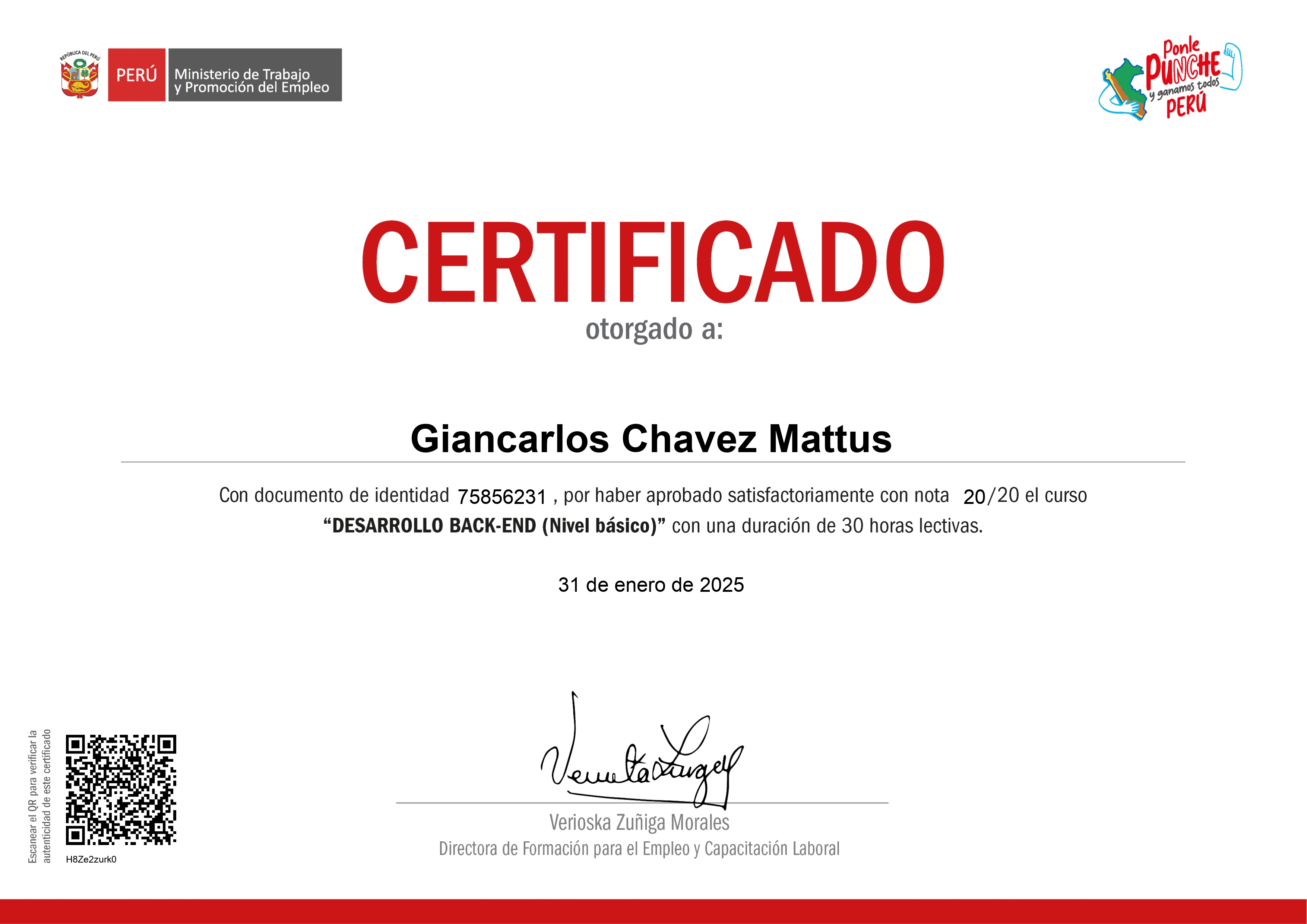 Certificado de Desarrollo Back-End